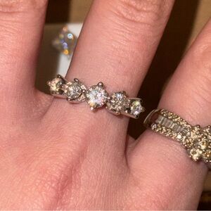 Delicate White Gold Cubic Zirconia Five-Stone Ring - White